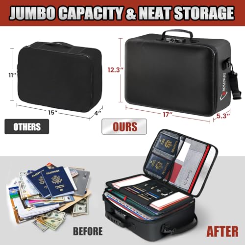 ROLOWAY 5200°F Fireproof Document Bag with Lock (17 x 12.3 x 5.3 inch), Upgraded Heat Insulated Fireproof Bag with Multi-Layer File Organizers, Important Document Storage for Home Safe - Image 4