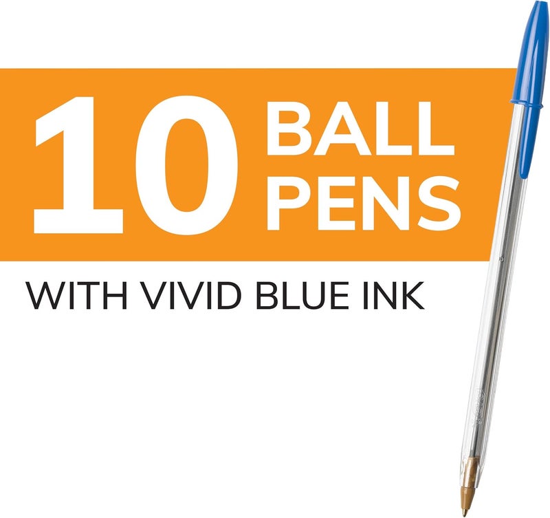 BIC Cristal Xtra Smooth Ball Pen, Medium Point (1.0 mm), Blue, 10-Count - Image 2