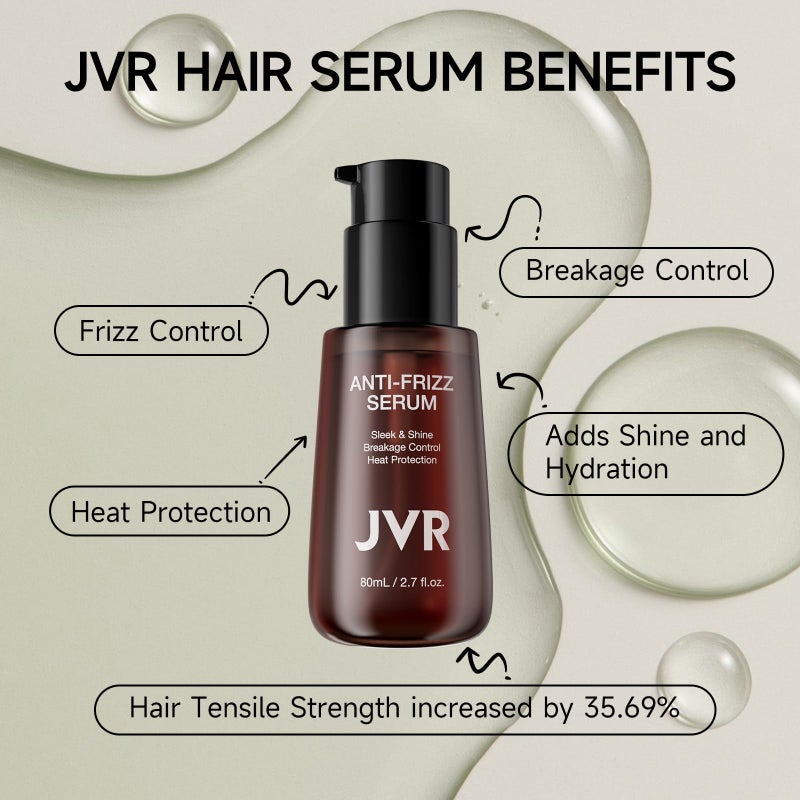 JVR Hydrating Hair Serum for Frizzy and Damaged Hairï¼ŒHeat Protectant Oil for Frizz Control, Keratin Hair Treatment Essence for Damaged Dry Hair Jojoba Oil, Castor Oil, Anti Frizz Hair Product 2.7 oz - Image 3