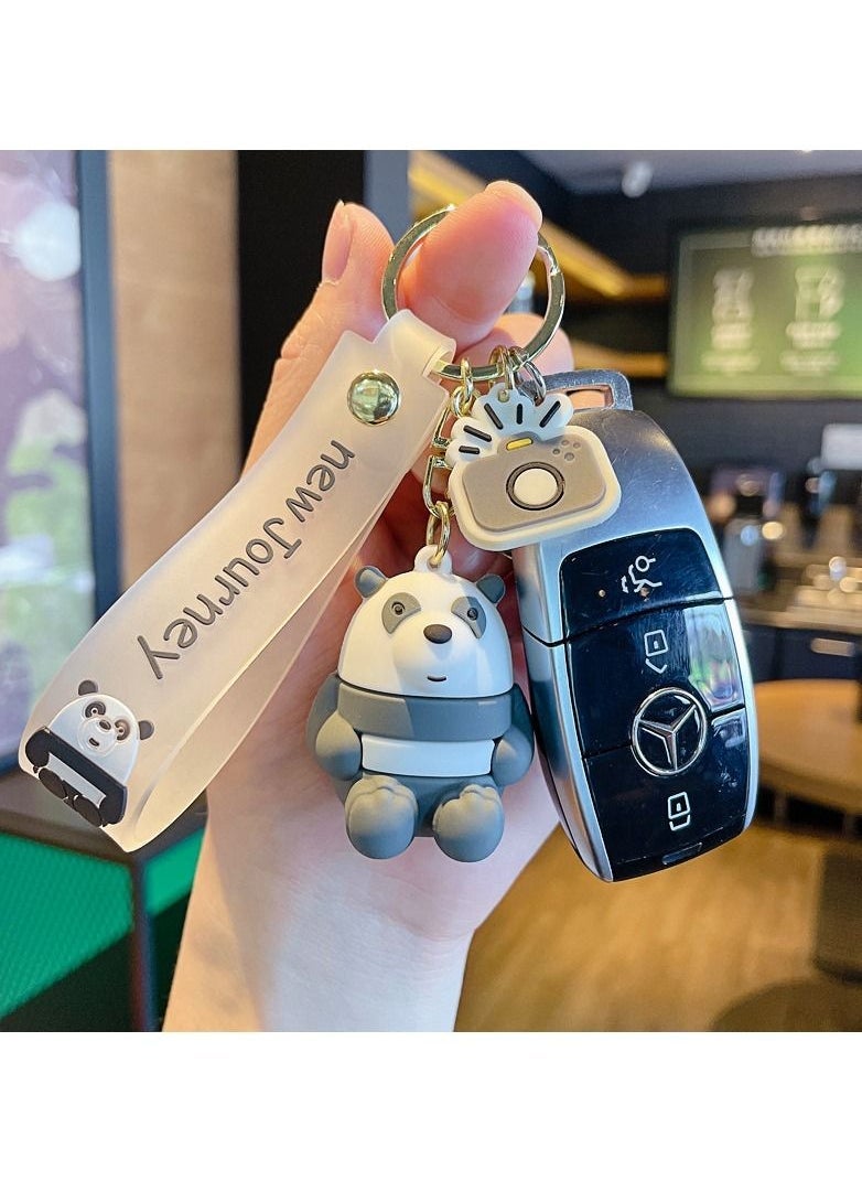 Cute Cartoon Bear Keychain Sitting Design Creative Car Bag Accessory - Image 2