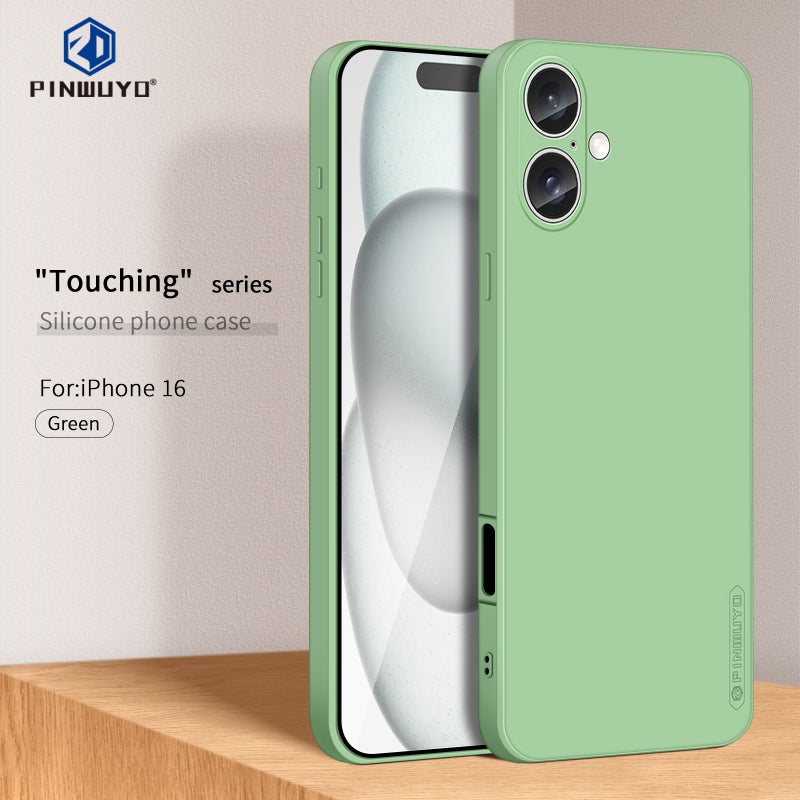 HuHa Protective Cover For iPhone 16 PINWUYO Sense Series Liquid Silicone TPU Phone Case(Green) - Image 2