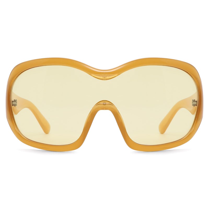 TYA Oversized Trendy Wrap Around Sunglasses for Women Men - Cool Concert Yellow shades 2000s Retro Round Big Shield Glasses - Image 1