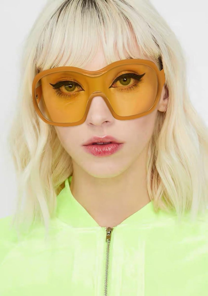 TYA Oversized Trendy Wrap Around Sunglasses for Women Men - Cool Concert Yellow shades 2000s Retro Round Big Shield Glasses - Image 4