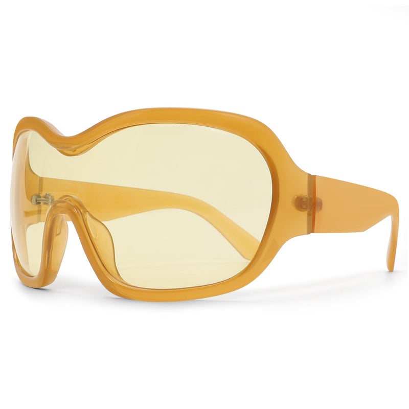 TYA Oversized Trendy Wrap Around Sunglasses for Women Men - Cool Concert Yellow shades 2000s Retro Round Big Shield Glasses - Image 5