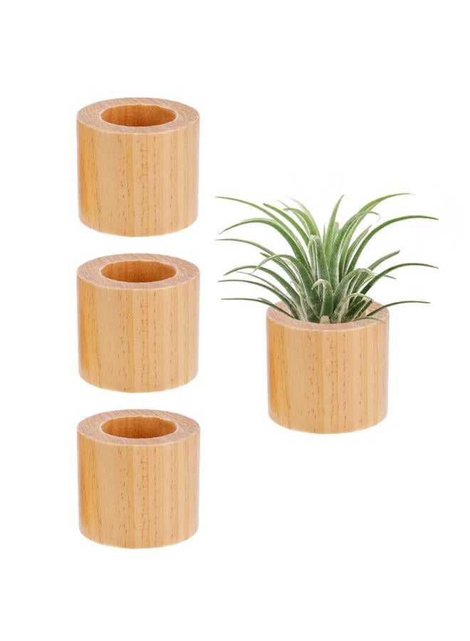 Bigmeta 3 Pcs Wood Air Plant Holder, 1.4" Rustic Style Airplant Display Stands - Image 1