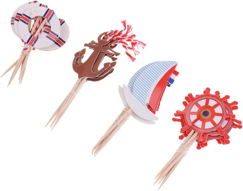 klarako Set of 24pcs Theme Cupcake Food Picks Cake Topper Shower - Image 4