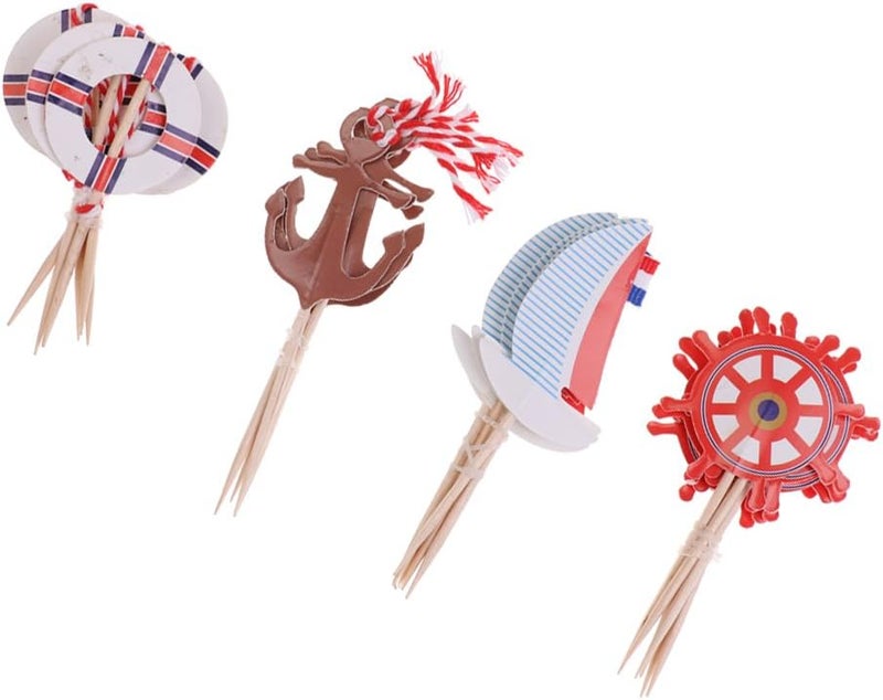 klarako Set of 24pcs Theme Cupcake Food Picks Cake Topper Shower - Image 2