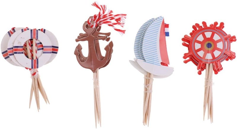 klarako Set of 24pcs Theme Cupcake Food Picks Cake Topper Shower - Image 1