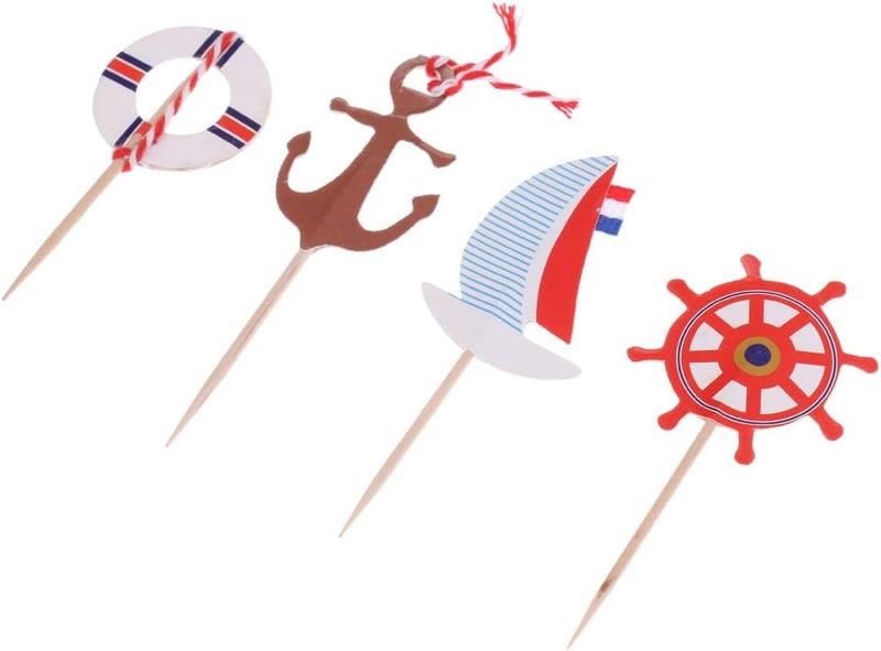 klarako Set of 24pcs Theme Cupcake Food Picks Cake Topper Shower - Image 3