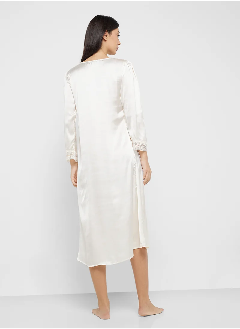 Khizana Night Dress With Lace Trim