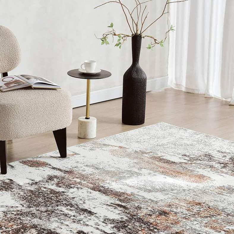 Pan Home سجادة ويزمي التجريدية 160x230 سم - بني رمادي - Image 1
