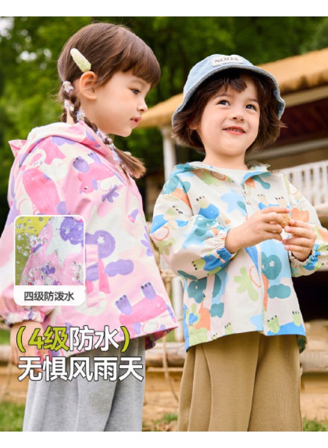 Doodle Home kids' Waterproof Windbreaker - Fleece-lined Softshell Jacket For Boys & Girls, Autumn Outerwear - Image 1