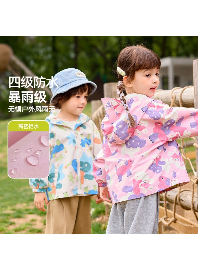 Doodle Home kids' Waterproof Windbreaker - Fleece-lined Softshell Jacket For Boys & Girls, Autumn Outerwear - Image 4