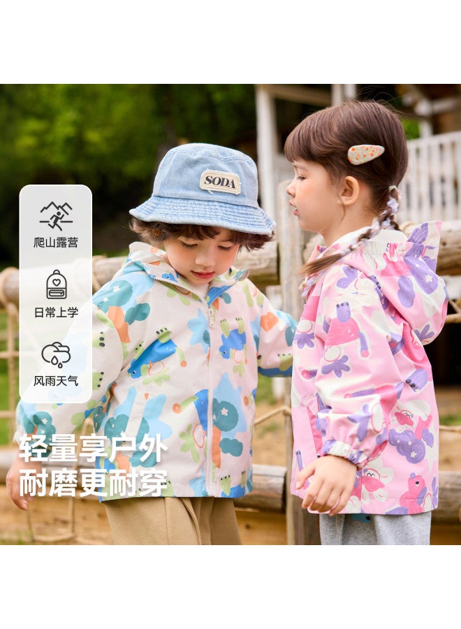 Doodle Home kids' Waterproof Windbreaker - Fleece-lined Softshell Jacket For Boys & Girls, Autumn Outerwear - Image 2