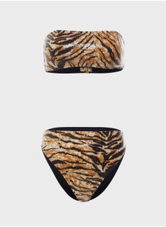 Tiger Print Bandeau Bikini Set