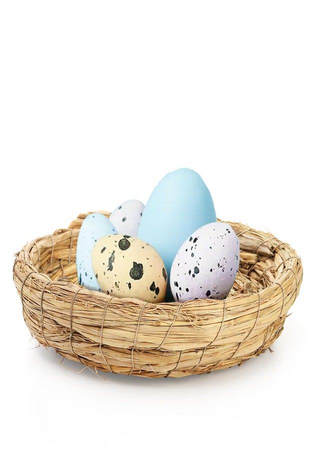 Eorbow 6 Packs Woven Straw Bird Nests, 8" Handmade Flat Base Spawning Nest, Small Animal Breeding Bed Hatch House Cage Accessories for Dove Pigeon Parrot Cuckoo Sparrow Rabbits Chinchillas Hamster - Image 4