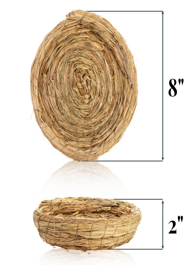 Eorbow 6 Packs Woven Straw Bird Nests, 8" Handmade Flat Base Spawning Nest, Small Animal Breeding Bed Hatch House Cage Accessories for Dove Pigeon Parrot Cuckoo Sparrow Rabbits Chinchillas Hamster - Image 2