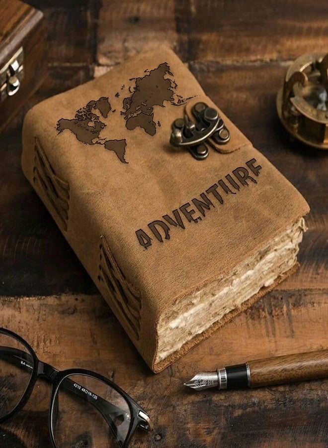 مفكرة جلدية من دي كرافت مع قفل بإبزيم، صفحات قديمة عتيقة، للاستخدام المكتبي والشخصي - 200 - Image 1