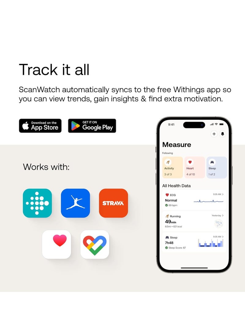 ScanWatch 2 - ساعة ذكية هجينة، مراقبة معدل ضربات القلب، متتبع اللياقة البدنية، متتبع الدورة، مراقبة النوم، متتبع GPS، عمر بطارية 30 يومًا، متوافقة مع Android وApple، HSA/FSA - pzsku/Z180AE804362669AD3A37Z/45/_/1739448875/a0d2815f-8b47-4596-b503-7beb1fec9f7a