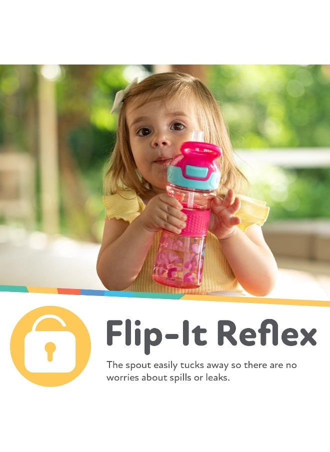 Nuby Nuby Thirsty Kids No Spill Flip-It Reflex Tritan Travel Cup with Soft Silicone Spout, 12 Oz, Pink Leopard  - Image 4