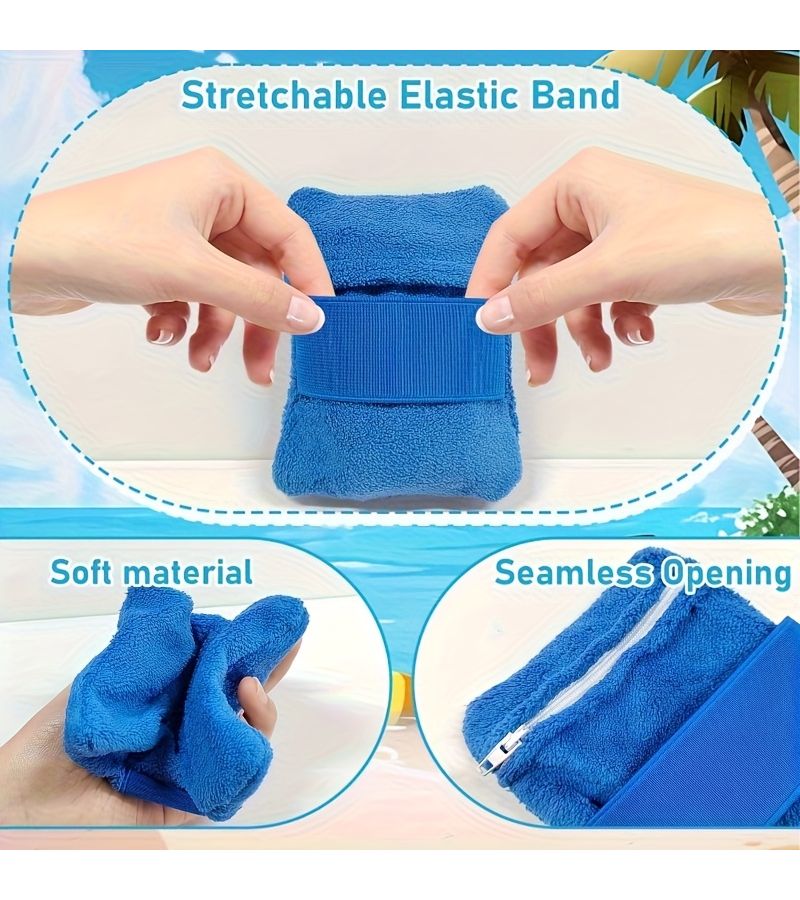 Blue 2-Piece Portable Sand Remover with Soft Fabric Bristles for Beach Travel - Image 1
