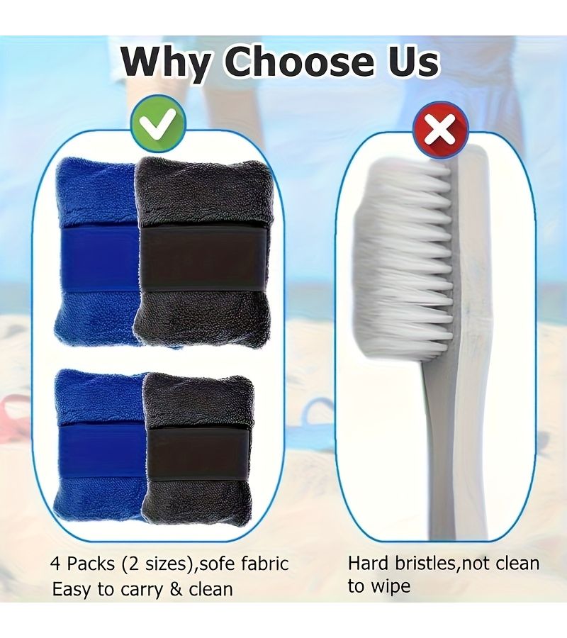 Blue 2-Piece Portable Sand Remover with Soft Fabric Bristles for Beach Travel - Image 3
