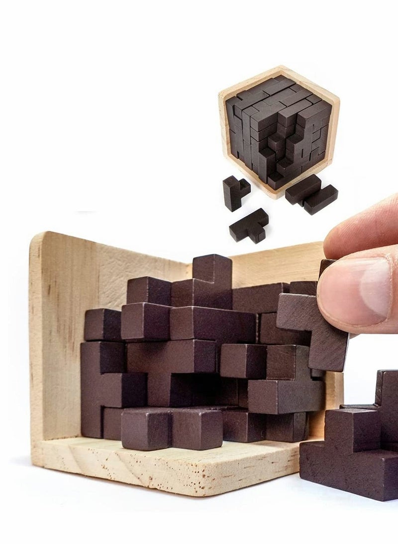 Wooden Puzzle Toy, 3D Wooden Brain Teaser Puzzle, Genius Skills Builder T-Shape Pieces Educational Toy, for Kids and Adults, Explore Creativity and Problem Solving, Gift Desk Puzzles - Image 5