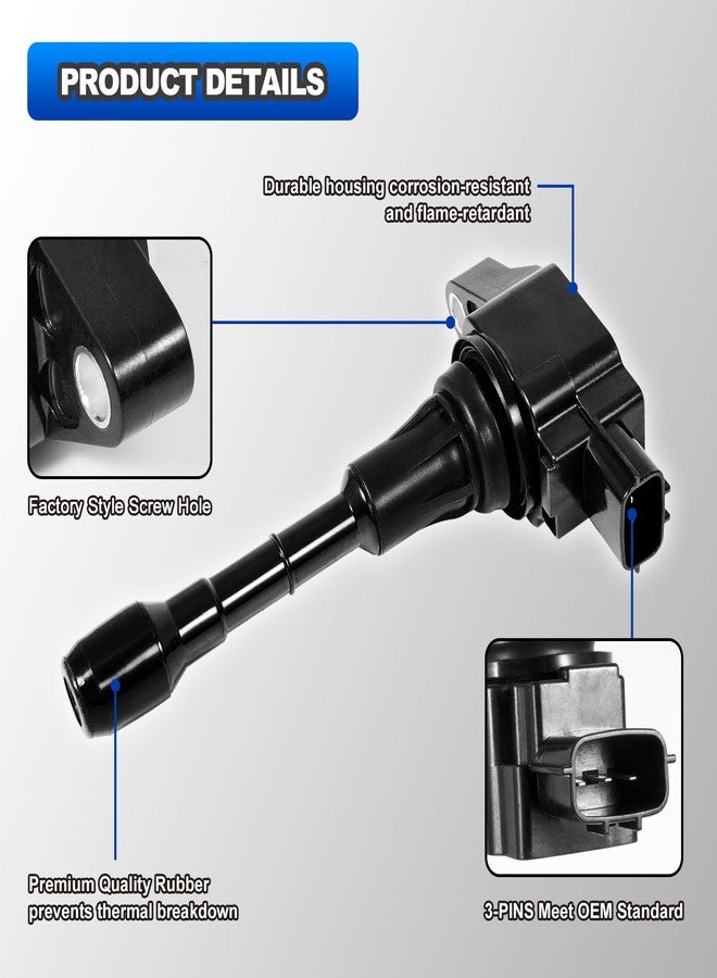 AUTOBABA Set of 6 Ignition Coil Packs and Iridium Spark Plug Compatible with Nissan Infiniti Quest Maxima Pathfinder Murano Altima QX60 FX35 Q50 3.5L V6 Replace# UF550, 22448-JA10C, C1670 - Image 3