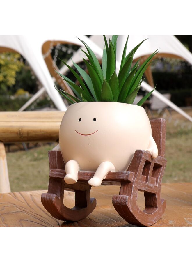 كرسي أرجوحة، وعاء زراعة وجه مبتسم، وعاء زراعة للنباتات الداخلية والخارجية، أواني زهور لطيفة على شكل رأس لنباتات العصارة، سلسلة من اللؤلؤ، هدية فريدة في عيد الأم، عيد الميلاد، الكريسماس؟ صغير؟ - Image 4