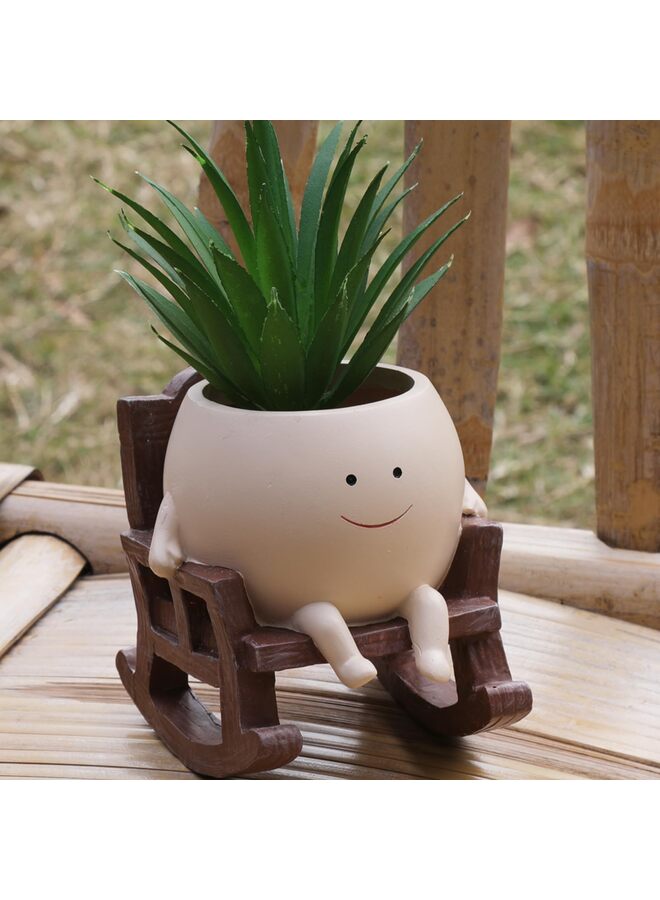 كرسي أرجوحة، وعاء زراعة وجه مبتسم، وعاء زراعة للنباتات الداخلية والخارجية، أواني زهور لطيفة على شكل رأس لنباتات العصارة، سلسلة من اللؤلؤ، هدية فريدة في عيد الأم، عيد الميلاد، الكريسماس؟ صغير؟ - Image 5