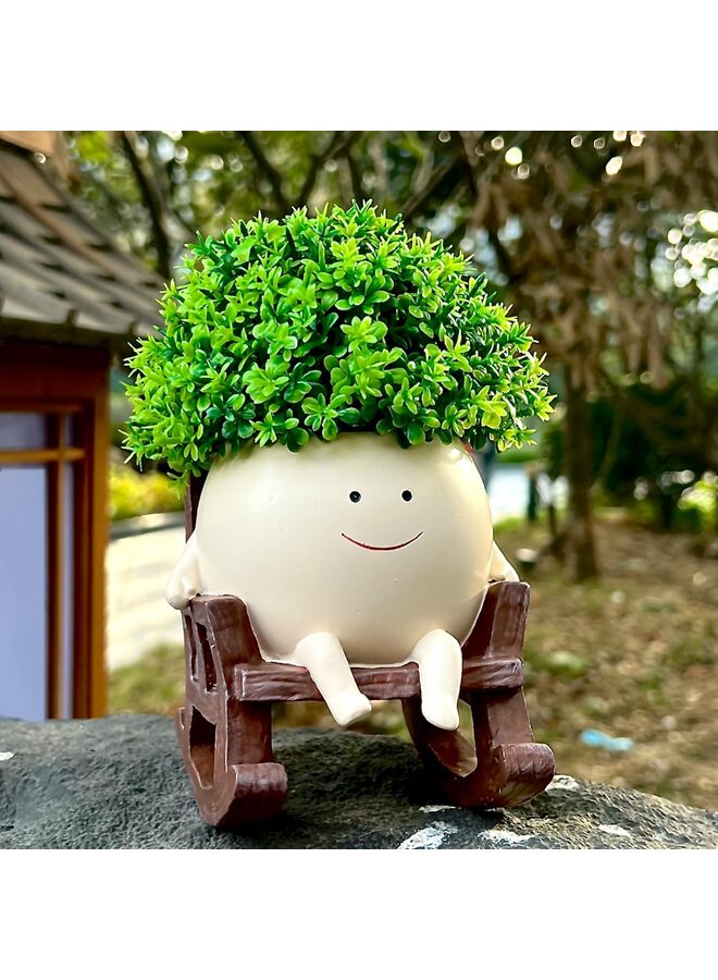 كرسي أرجوحة، وعاء زراعة وجه مبتسم، وعاء زراعة للنباتات الداخلية والخارجية، أواني زهور لطيفة على شكل رأس لنباتات العصارة، سلسلة من اللؤلؤ، هدية فريدة في عيد الأم، عيد الميلاد، الكريسماس؟ صغير؟ - Image 3