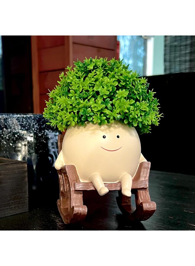 كرسي أرجوحة، وعاء زراعة وجه مبتسم، وعاء زراعة للنباتات الداخلية والخارجية، أواني زهور لطيفة على شكل رأس لنباتات العصارة، سلسلة من اللؤلؤ، هدية فريدة في عيد الأم، عيد الميلاد، الكريسماس؟ صغير؟ - Image 2