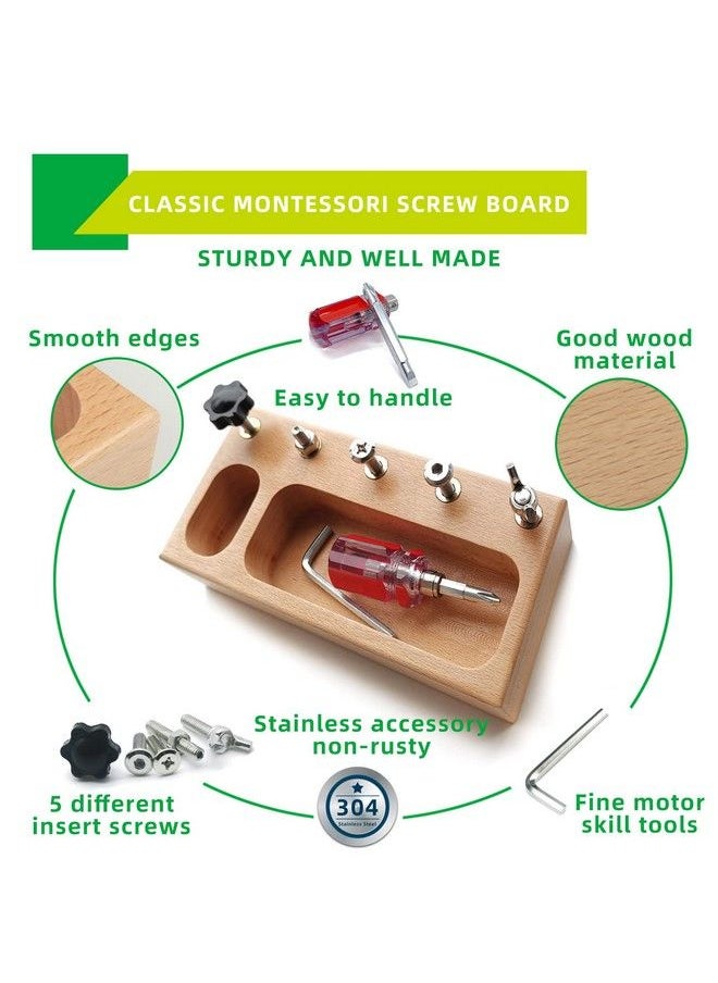MEROCO Montessori Screw Driver Board For Kids Montessori Materials Basic Skills Educational Learning Toys For 3 4 5 Year Old Kids Toddlers Sensory Montessori Toy Preschool Classroom Fine Motor Skills  - Image 3