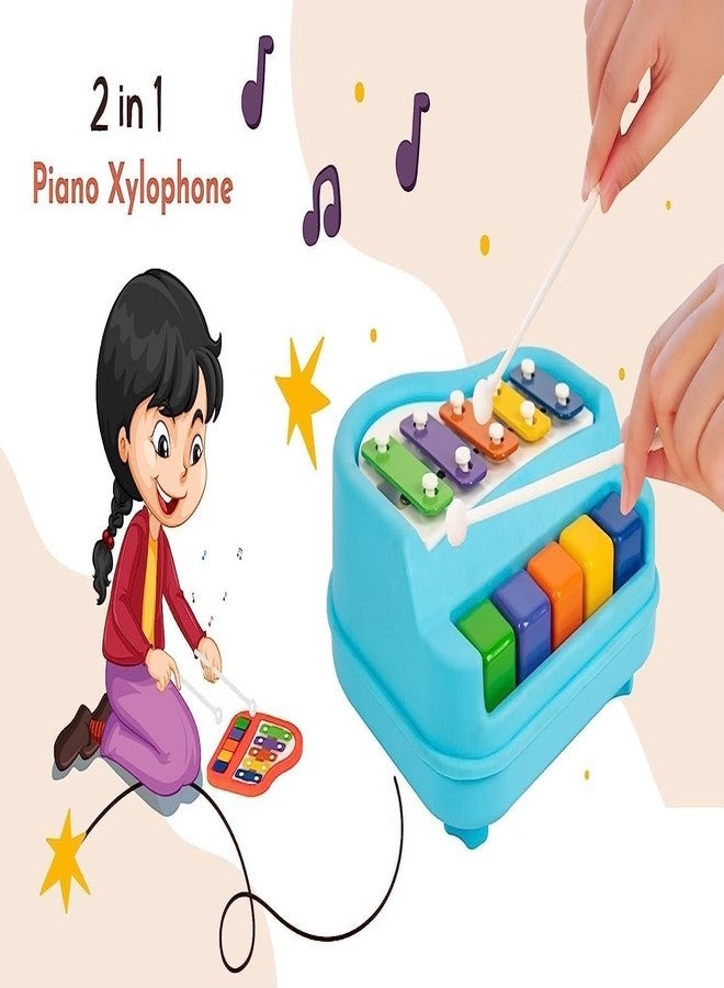 ZELVO 2 in 1 Multicolored Key Keyboard Xylophone Piano, Preschool Kids Educational Knock Playing Musical Learning Instruments Toy for Baby Kids Girls Boys (5 Scale) - Image 4