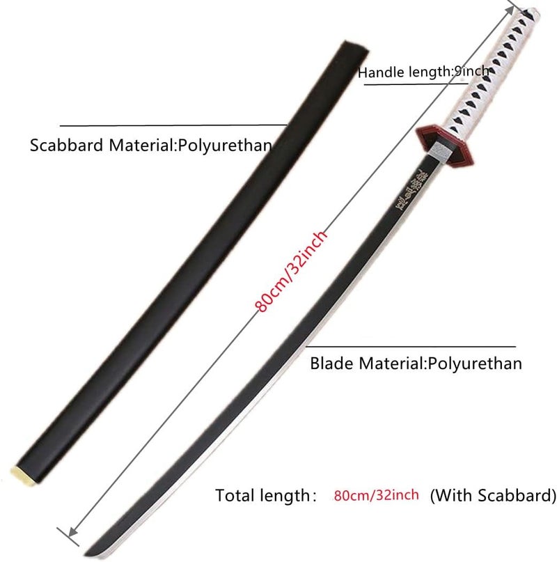 damdos Halloween Prop Weapon Demon of Slayer Cosplay Sword PU Foam 31.5inch Tomioka Giyuu Kamado Tanjirou Swords Birthday Gifts(Tomioka Giyuu) - Image 2