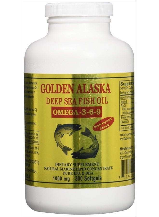 Golden زيت السمك أوميغا-3-6-9 من غولدن ألاسكا 1000 ملغ 300 كبسولة لينة - Image 1