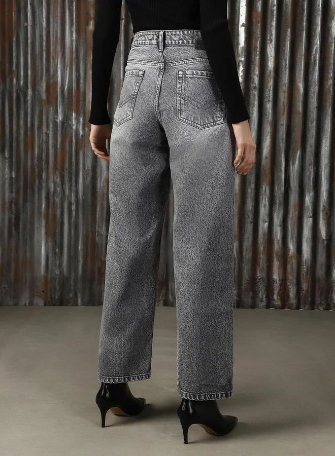 High Star  High Star High Rise Baggy Fit Light Fade Jeans for Women | Best Price UAE