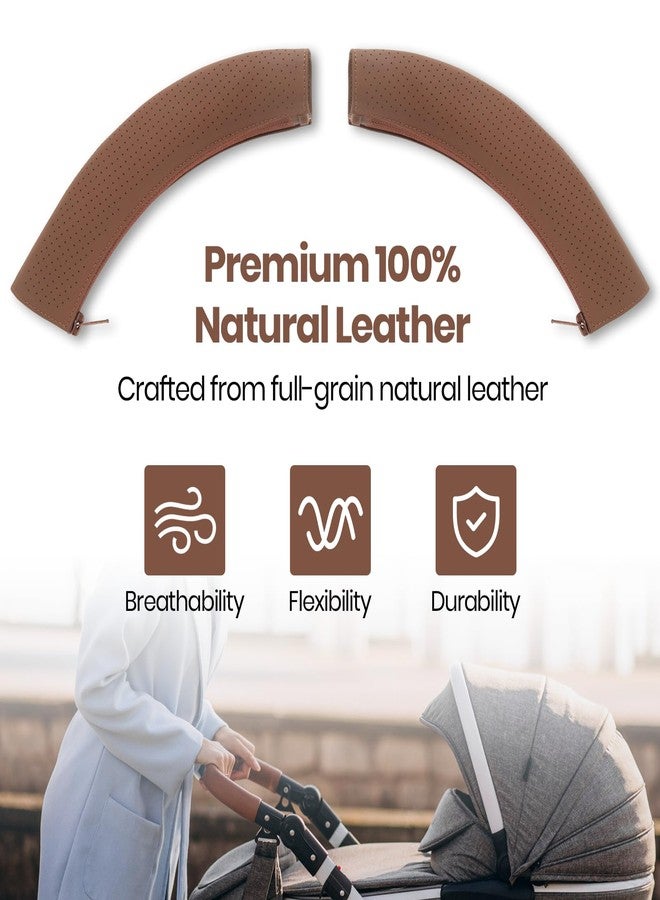 LuQiBabe Leather Stroller Handlebar Cover Compatible with UPPA-Baby Vista 2015–2019, Vista V2 & V3 – 100% Natural Leather Grip Sleeve with Zipper, Perforated Anti-Slip Design, Easy Install Stroller Accessory - Image 3