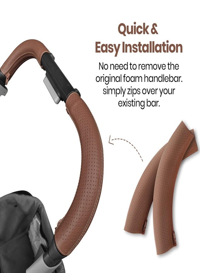 LuQiBabe Leather Stroller Handlebar Cover Compatible with UPPA-Baby Vista 2015–2019, Vista V2 & V3 – 100% Natural Leather Grip Sleeve with Zipper, Perforated Anti-Slip Design, Easy Install Stroller Accessory - Image 5
