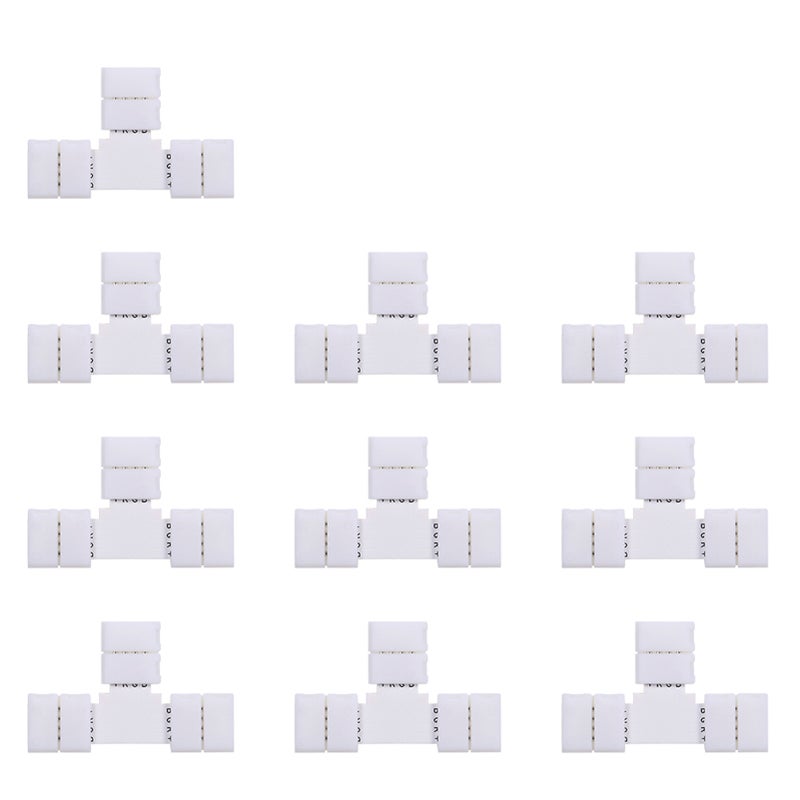 T Shape 4 Pins RGB LED Strip Connector Quick Splitter 10 Pack White - Image 2