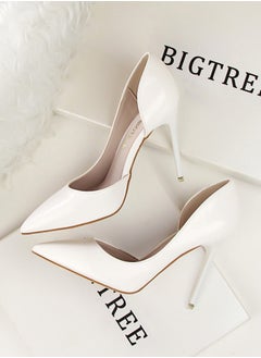 BIGTREE Women's Solid Color Fashionable Stiletto Pumps 10.5cm Elegant Gorgeous Closed Pointed Toe Slip On Solid High Heels White  - Image 3
