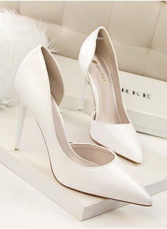 BIGTREE Women's Solid Color Fashionable Stiletto Pumps 10.5cm Elegant Gorgeous Closed Pointed Toe Slip On Solid High Heels White  - Image 2