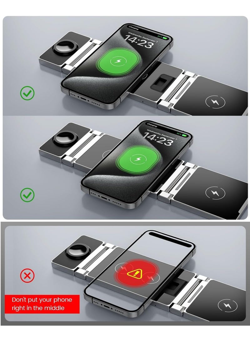 3 in 1 Wireless Charger, A80s Wireless Charger Foldable Zinc Alloy for iPhone 15/14/13/12/11 Pro MAX/X/XS Max/8/8 Plus,Apple Watch S2-8/Ultra,AirPods  - Image 2