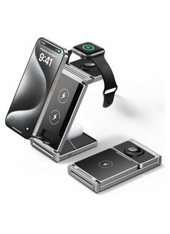Generic 3 in 1 Wireless Charger, A80s Wireless Charger Foldable Zinc Alloy for iPhone 15/14/13/12/11 Pro MAX/X/XS Max/8/8 Plus,Apple Watch S2-8/Ultra,AirPods  - Image 1