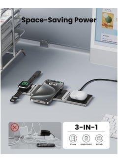 Generic 3 in 1 Wireless Charger, A80s Wireless Charger Foldable Zinc Alloy for iPhone 15/14/13/12/11 Pro MAX/X/XS Max/8/8 Plus,Apple Watch S2-8/Ultra,AirPods  - Image 4
