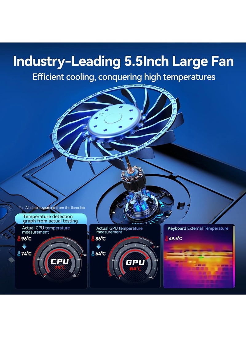 Micro Digit MICRODIGIT Laptop Cooling Pad with Dual 80mm Fans Blue LED Light USB Powered Metal Mesh Adjustable Angle Silent Operation, MD455CP  - Image 3