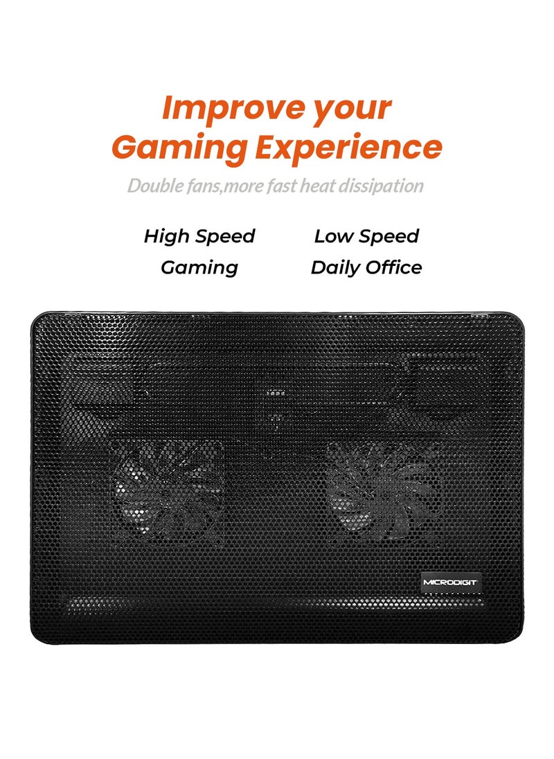 Micro Digit MICRODIGIT Laptop Cooling Pad with Dual 80mm Fans Blue LED Light USB Powered Metal Mesh Adjustable Angle Silent Operation, MD455CP  - Image 5