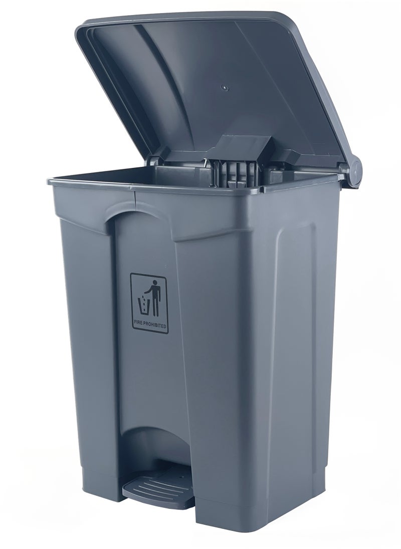 Step Trash Bin | Plastic Matte Finish | Functional Waste & Garbage Waste Bin | Suitable For Homes, Villas, Large Areas & Communal Spaces | Grey | 68 Liters