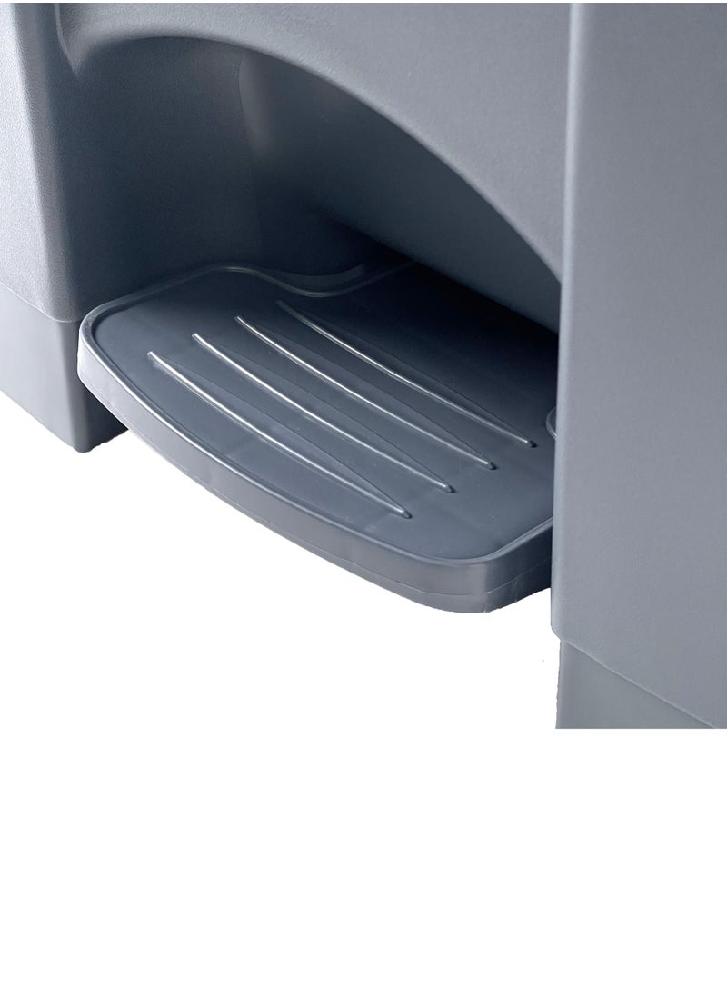 Step Trash Bin | Plastic Matte Finish | Functional Waste & Garbage Waste Bin | Suitable For Homes, Villas, Large Areas & Communal Spaces | Grey | 68 Liters