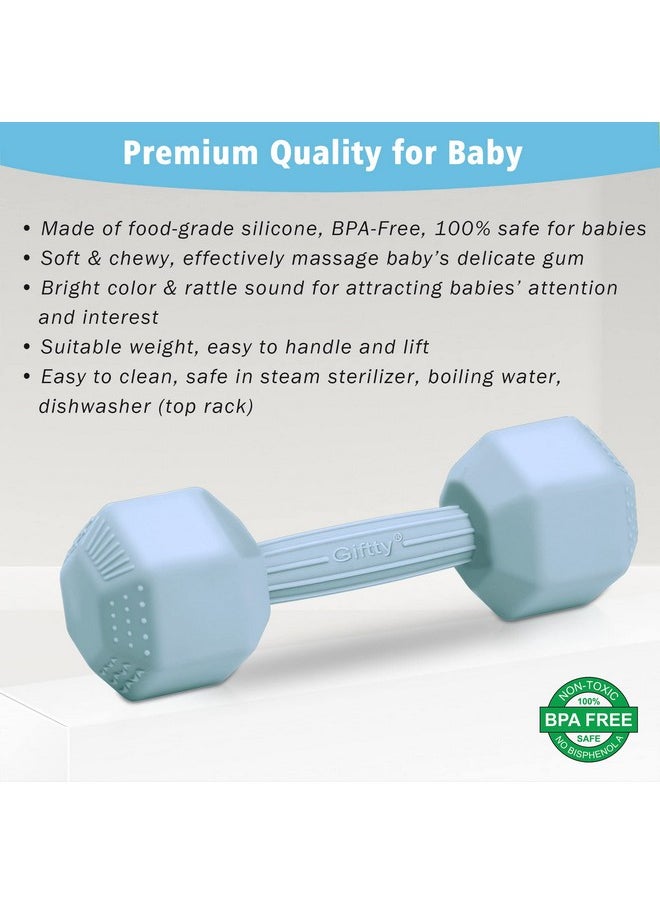 Giftty - Baby Dumbbell Toy Silicone Infant Rattle Teething Toy Teether Toddler Sensory Toy Durable Safe Exercises Workout Weight Great Gift For Girls And Boys (1Pcs Black) - Image 1